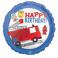 Foliový balonek Hasičské auto - Happy Birthday 43 cm