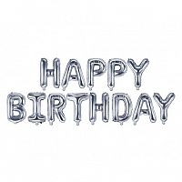 Foliový nápis HAPPY BIRTHDAY ve stříbrné barvě 340 x 35 cm