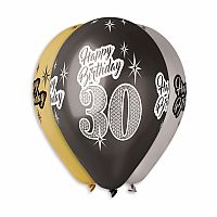 Latexový balonek metalický - potisk 30. narozeniny