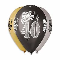 Latexový balonek metalický - potisk 40. narozeniny