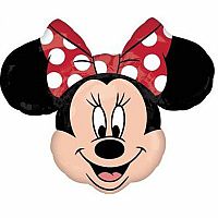 Foliový balonek hlava Minnie Mouse s červenou mašlí - 60 cm