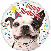 Fóliový balónek Buldoček Happy Birthday 43 cm