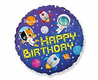 Foliový balonek Vesmír - Happy Birthday 45 cm - Nebalený
