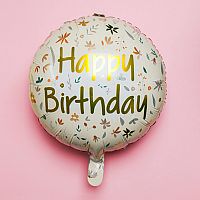 Fóliový balónek kvítí - Happy Birthday - 45 cm