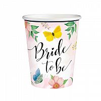 Papírové kelímky Bride to be, květy - 6 ks 220ml