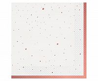 Papírové ubrousky bílé s tečkami rosegold 20 ks - 33 x 33 cm