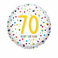 Fóliový balónek Rainbow Confetti - Happy Birthday 70 - 43 cm