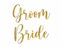 Nálepky na sklenky zlaté - Bride a Groom