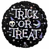 Fóliový balónek černý - Trick or Treat - 45 cm