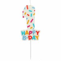 Dortová svíčka číslo 1 - Happy B-day 7 cm