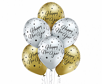 Latexové balonky - stříbrno-zlaté Happy New Year