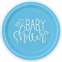 Papírové talíře Baby Shower modré - 18 cm