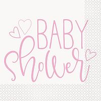 Papírové ubrousky Baby shower růžové