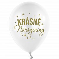 Latexový balonek bílý - Krásné narozeniny