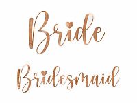 Samolepky na sklenky rosegold - Bride a Bridesmaid