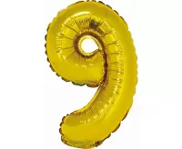 Foliová číslice 9 zlatá - 35 cm