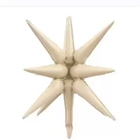 Fóliový balonek 3D hvězda krémová - nebalený