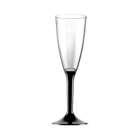 Sklenky na sekt šampusky s podstavcem černé - 6 ks