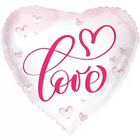 Foliový balonek bílé srdce - růžové Love 45 cm