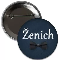 Placka Ženich s motýlkem 6 cm