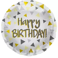 Foliový balonek trojúhelníky - Happy Birthday 45 cm
