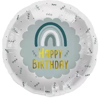 Foliový balonek modrá duha - Happy Birthday 45 cm