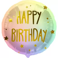 Foliový balonek barevné ombre - Happy Birthday 45 cm