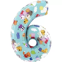 Foliová číslice 6 - Prasátko Peppa 66cm