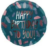 Foliový balonek rosegold zelený - Happy Birthday 45 cm