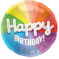 Foliový balonek duhový s 3D nápisem Happy Birthday 56 cm