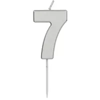 Svíčka dortová číslo 7 malá stříbrná