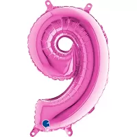 Foliová číslice 9 růžová - 35 cm