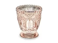 Skleněný svícen rosegold s ražbou