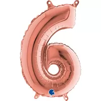 Foliová číslice 6 rosegold - 35 cm