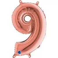 Foliová číslice 9 rosegold - 35 cm