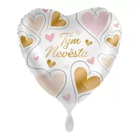 Fóliový balónek srdce Tým Nevěsta CZ - 43cm
