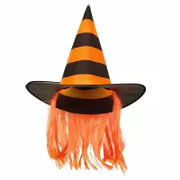 Čarodejnický klobouk s parukou oranžový