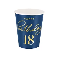 Papírové kelímky 18. narozeniny - Royal blue 6 ks
