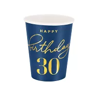 Papírové kelímky 30. narozeniny - Royal blue 6 ks