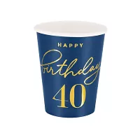 Papírové kelímky 40. narozeniny - Royal blue 6 ks