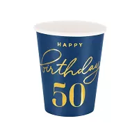 Papírové kelímky 50. narozeniny - Royal blue 6 ks