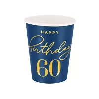 Papírové kelímky 60. narozeniny - Royal blue 6 ks