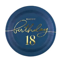 Papírové talíře 18. narozeniny 15 cm - Royal blue 6 ks