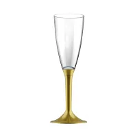 Sklenky na sekt šampusky s podstavcem zlaté - 6 ks
