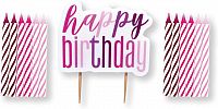 Set svíček Glitz - růžové Happy birthday 13ks
