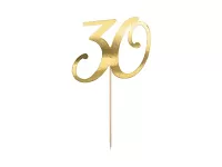 Dortová ozdoba "30" zlatá, 20.5cm