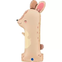 Foliová číslice Puppyloons 1 králíček 97 cm