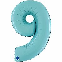 Foliová číslice pastelově modrá 9 - 66 cm