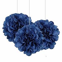 Dekorační závěsné pom pomy královsky modré 3ks, 23cm