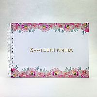 Svatební kniha hostů - růžové květiny